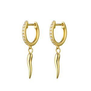 Sterling Silver Cornicello Charm Drop Earrings