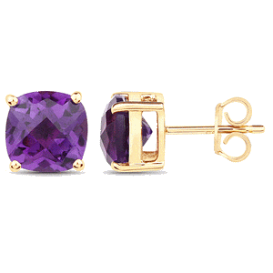 9K Coloured Gemstone Cushion Cut Earrings GAE7778