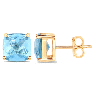 9K Coloured Gemstone Cushion Cut Earrings GAE7778