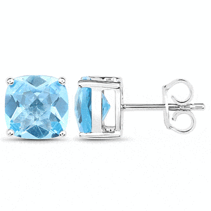 9K Coloured Gemstone Cushion Cut Earrings GAE7778