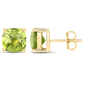 9K Coloured Gemstone Cushion Cut Earrings GAE7778