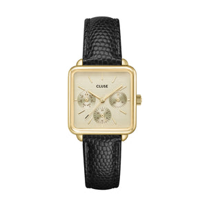 CLUSE La Tetragone Multifunction Leather Black Lizard/Gold