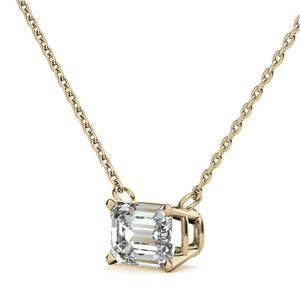 14K 2.00 CTW AGI Certified Lab-Grown Emerald-Cut Diamond Solitaire Pendant