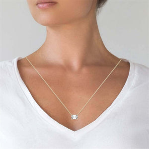14K 2.00 CTW AGI Certified Lab-Grown Emerald-Cut Diamond Solitaire Pendant