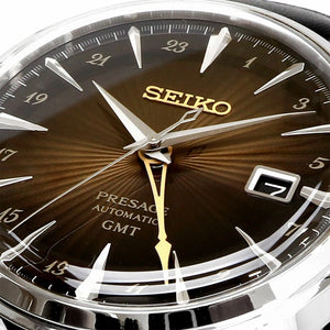 SEIKO Presage Cocktail Time GMT Brown Dial Leather Band SSK039J1