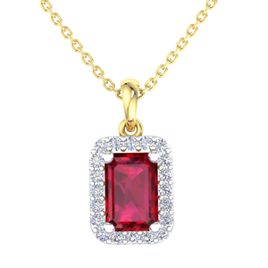 9KW/Y Diamond & Natural Ruby Pendant. 9mm x 7mm