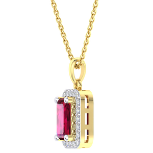 9KW/Y Diamond & Natural Ruby Pendant. 9mm x 7mm