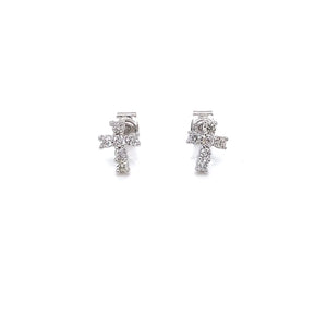 9KW Gold Diamond Cross Studs