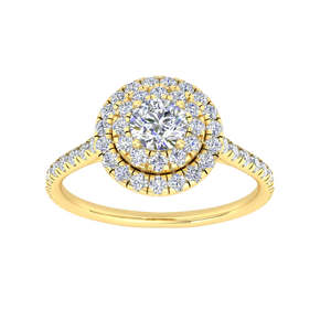 9K Yellow Gold Double Halo Ladies CZ Ring 9KAR309