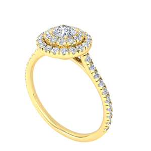 9K Yellow Gold Double Halo Ladies CZ Ring 9KAR309