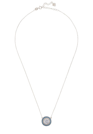 Balmoral Pendant Necklace Topaz Blue Cz Silver