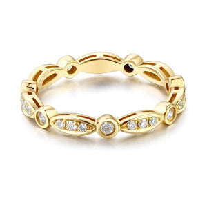 14K Yellow Gold Wedding Band Ring 0.3 Ct Natural Diamonds Art Deco Vintage Style MKR7072