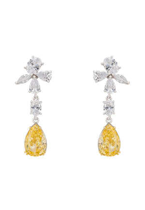 Isabella Drop Earrings Silver Citrine