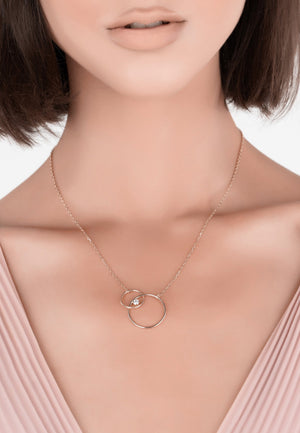 Linked Halo Circle Necklace Rosegold