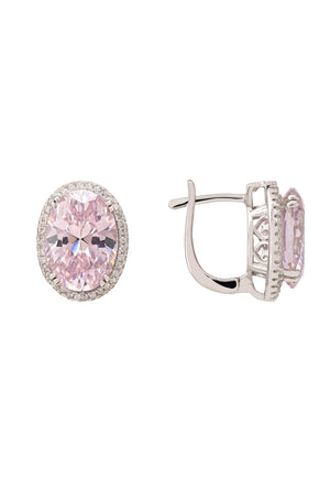 Katherine Gemstone Earrings Silver Morganite