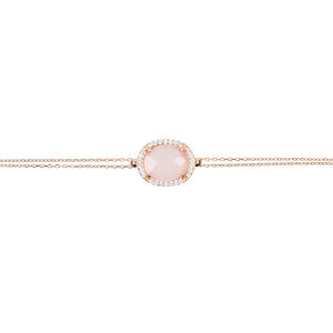 Beatrice Oval Gemstone Bracelet Rose Gold Rose Quartz