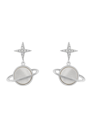 Galaxy Mother of Pearl Drop Earring Silver