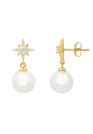 Polaris North Star Pearl Earring Gold