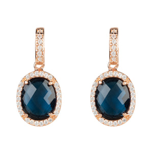 Beatrice Oval Gemstone Drop Earring Rose Gold Sapphire Hydro