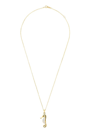 Seahorse Pearl Necklace Gold