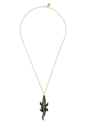 Crocodile Pendant Necklace Gold