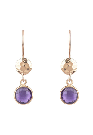 Circle & Hammer Earring Rosegold Amethyst