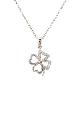 Lucky Shamrock Clover Necklace Silver