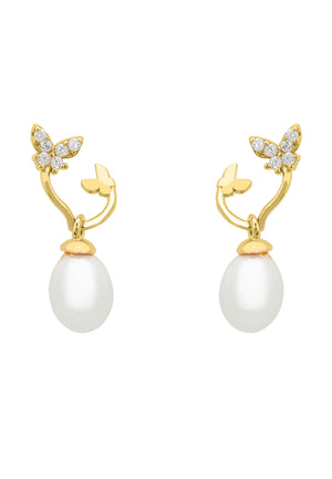 Butterflies Pearl Earring Gold