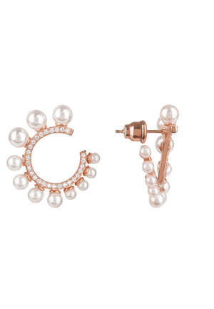 Pearl Sweeping Hoop Earring Rosegold