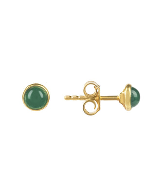 Petite Stud Earring Gold Green Onyx