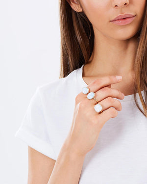 Izoa Triple Trouble Set of Three Ring Gold Opal