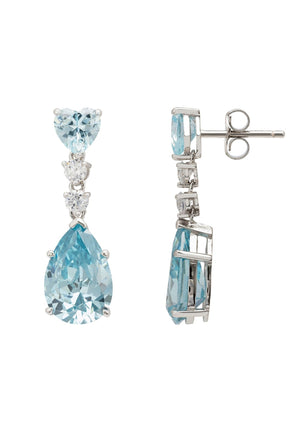 Augusta Blue Topaz Teardrop Earrings Silver