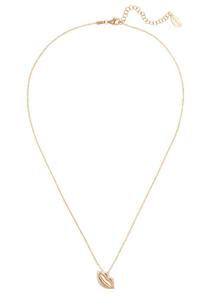 Luscious Lips Pendant Necklace Rosegold