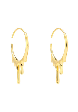 Melted Drip Hoop Earrings Gold