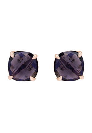 Empress Gemstone Stud Earrings Rosegold Amethyst