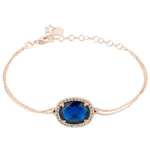 Beatrice Oval Gemstone Bracelet Rose Gold Sapphire Hydro