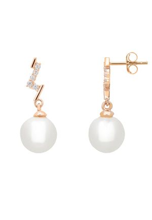 Lightning Flash Pearl Drop Earring Rosegold