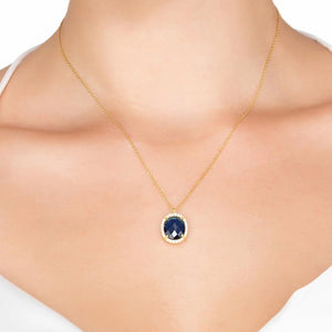 Beatrice Oval Gemstone Pendant Necklace Gold Sapphire Hydro