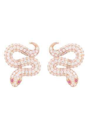 Snake Coiled Stud Earrings Rosegold