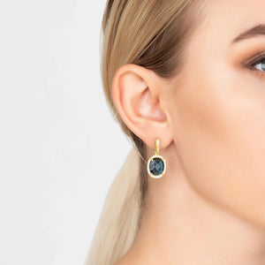 Beatrice Oval Gemstone Drop Earrings Gold Sapphire Hydro