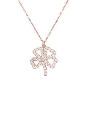 Shamrock Lucky Clover Necklace Rosegold