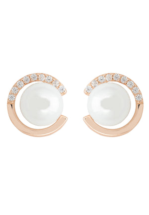 Pearl Halo Stud Earring Rosegold