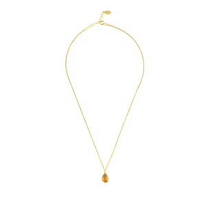 Pisa Mini Teardrop Necklace Gold Citrine