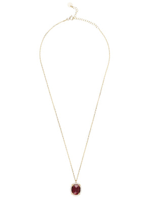 Beatrice Oval Gemstone Pendant Necklace Gold Garnet