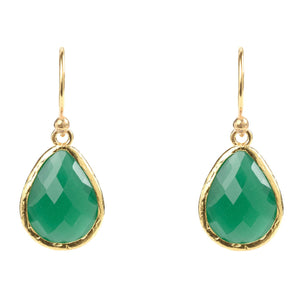 Petite Drop Earring Green Onyx Gold