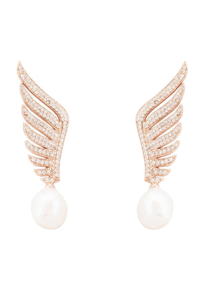 Athena Pearl Earrings Rosegold