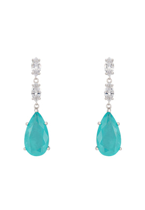 Grace Teardrop Gemstone Earrings Silver Paraiba Tourmaline