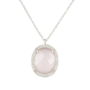 Beatrice Necklace Silver Rose Quartz