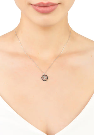 Tree of Life Chakra Pendant Necklace Black Silver