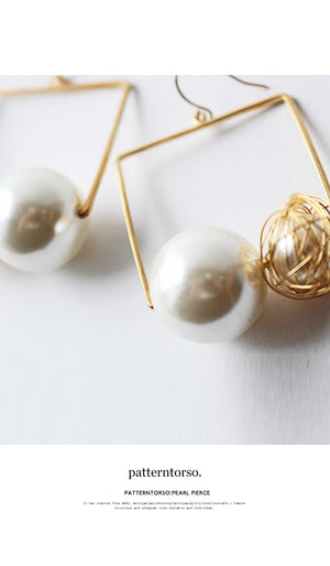 Wire pearl earring art art adult fashionable